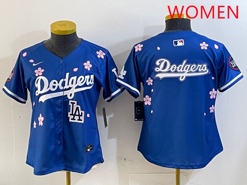 Women Los Angeles Dodgers Blank Blue Sakura Edition 2025 Nike MLB Jersey style 18